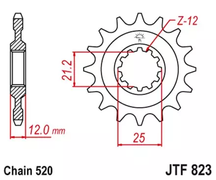 Звезда передняя JT JTF823.12 для мотоциклов