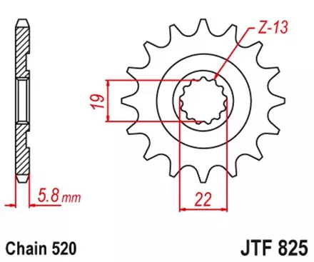 Звезда передняя JT JTF825.13 для мотоциклов