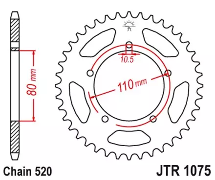 Звезда задняя JT JTR1075.36 для мотоциклов