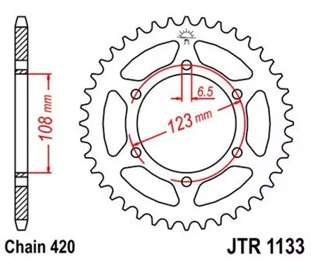 Звезда задняя JT JTR1133.52 для мотоциклов