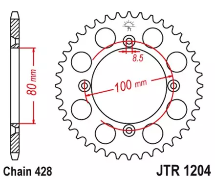 Звезда задняя JT JTR1204.49 для мотоциклов