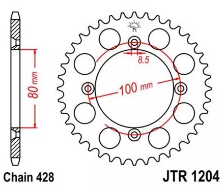 Звезда задняя JT JTR1204.50 для мотоциклов
