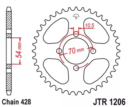 Звезда задняя JT JTR1206.42 для мотоциклов