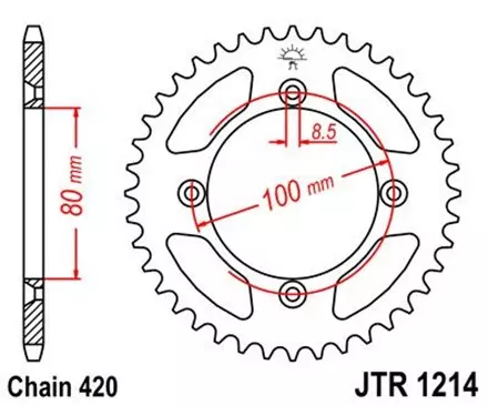 Звезда задняя JT JTR1214.38 для мотоциклов