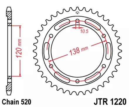 Звезда задняя JT JTR1220.38 для мотоциклов