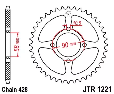 Звезда задняя JT JTR1221.44 для мотоциклов