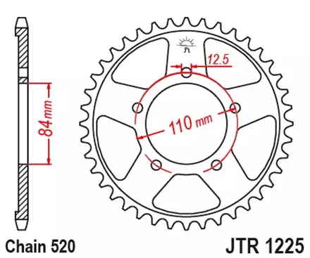 Звезда задняя JT JTR1225.41 для мотоциклов