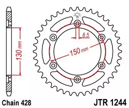 Звезда задняя JT JTR1244.51 для мотоциклов