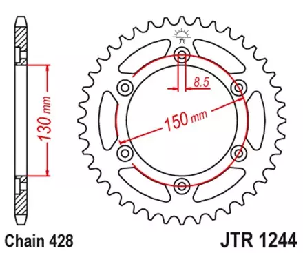 Звезда задняя JT JTR1244.52 для мотоциклов