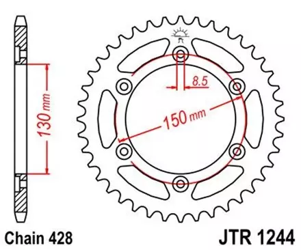 Звезда задняя JT JTR1244.54 для мотоциклов