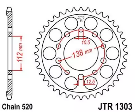 Звезда задняя JT JTR1303.39 для мотоциклов