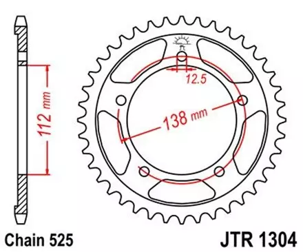 Звезда задняя JT JTR1304.44 для мотоциклов