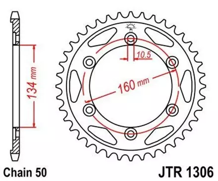 Звезда задняя JT JTR1306.40 для мотоциклов