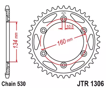 Звезда задняя JT JTR1306.43ZBK для мотоциклов