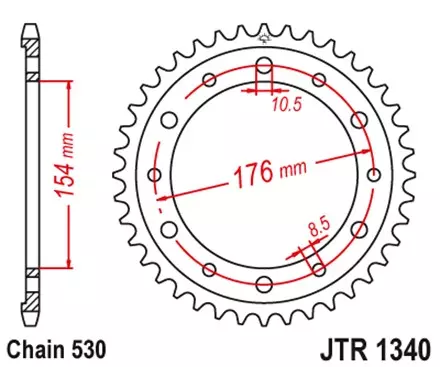 Звезда задняя JT JTR1340.43ZBK для мотоциклов