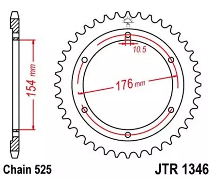 Звезда задняя JT JTR1346.43 для мотоциклов