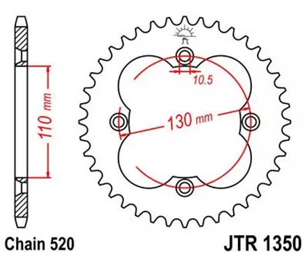 Звезда задняя JT JTR1350.38 для мотоциклов