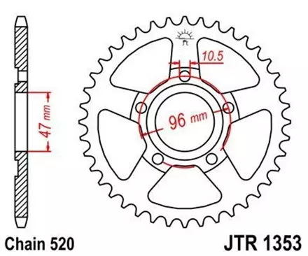 Звезда задняя JT JTR1353.35 для мотоциклов