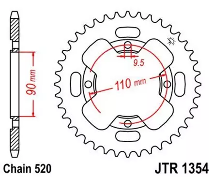 Звезда задняя JT JTR1354.38 для мотоциклов
