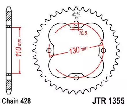 Звезда задняя JT JTR1355.48 для мотоциклов