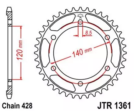 Звезда задняя JT JTR1361.50 для мотоциклов