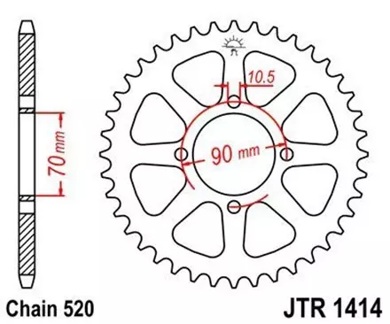 Звезда задняя JT JTR1414.43 для мотоциклов