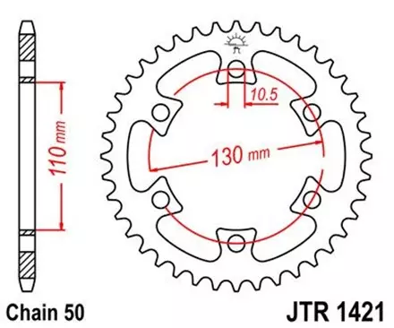 Звезда задняя JT JTR1421.40 для мотоциклов