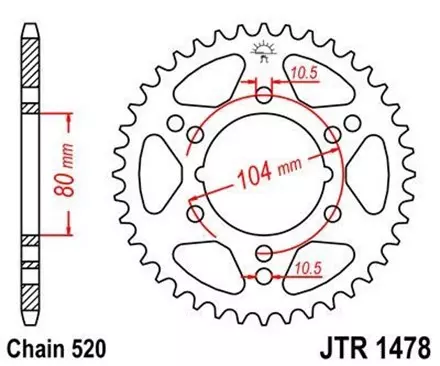 Звезда задняя JT JTR1478.40 для мотоциклов