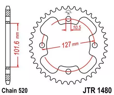 Звезда задняя JT JTR1480.38 для мотоциклов