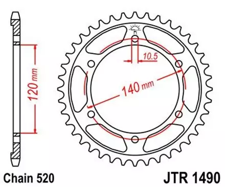 Звезда задняя JT JTR1490.44 для мотоциклов