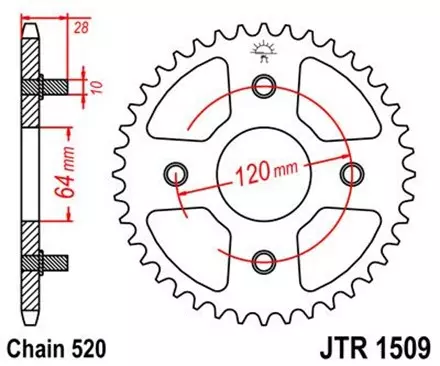 Звезда задняя JT JTR1509.41 для мотоциклов