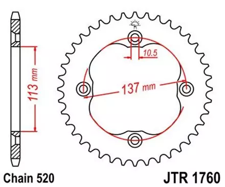 Звезда задняя JT JTR1760.40 для мотоциклов