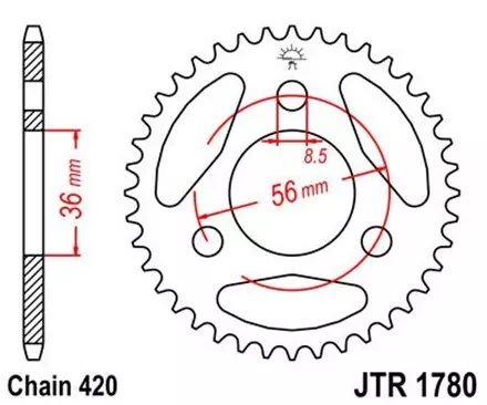 Звезда задняя JT JTR1780.28 для мотоциклов