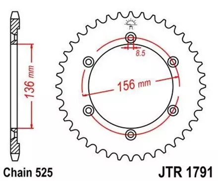 Звезда задняя JT JTR1791.43 для мотоциклов