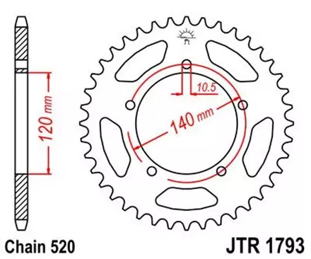 Звезда задняя JT JTR1793.42 для мотоциклов