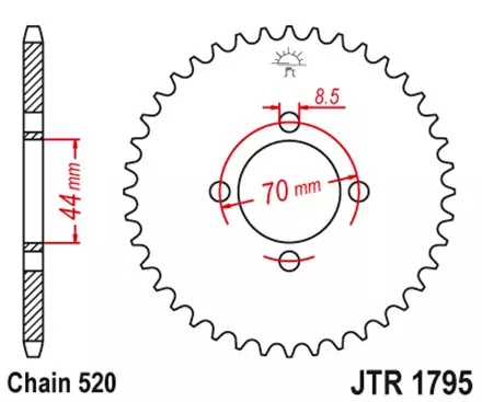 Звезда задняя JT JTR1795.24 для мотоциклов