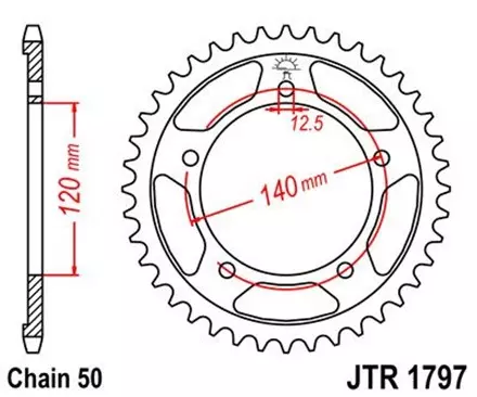 Звезда задняя JT JTR1797.41 для мотоциклов