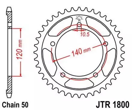 Звезда задняя JT JTR1800.43 для мотоциклов