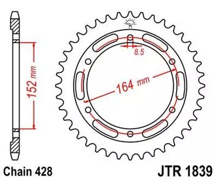 Звезда задняя JT JTR1839.55 для мотоциклов