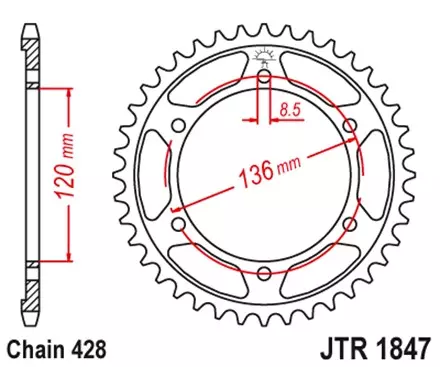 Звезда задняя JT JTR1847.46 для мотоциклов