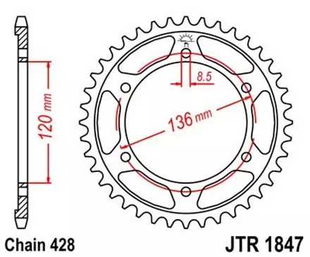 Звезда задняя JT JTR1847.51 для мотоциклов