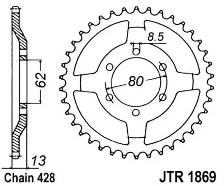 Звезда задняя JT JTR1869.45 для мотоциклов