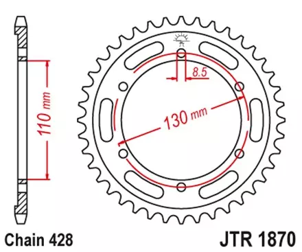 Звезда задняя JT JTR1870.46 для мотоциклов