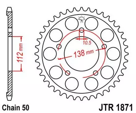 Звезда задняя JT JTR1871.50 для мотоциклов
