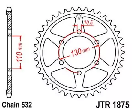 Звезда задняя JT JTR1875.48 для мотоциклов