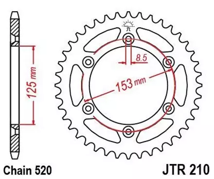 Звезда задняя JT JTR210.45 для мотоциклов