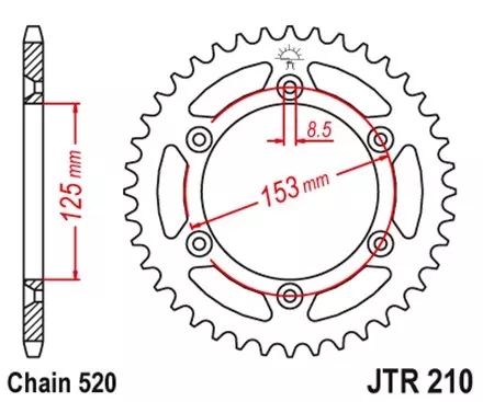 Звезда задняя JT JTR210.52SC для мотоциклов