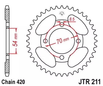 Звезда задняя JT JTR211.39 для мотоциклов