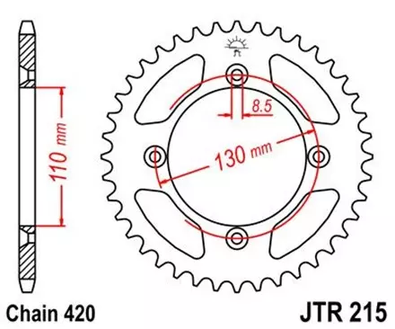 Звезда задняя JT JTR215.51 для мотоциклов
