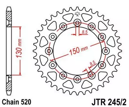 Звезда задняя JT JTR245/2.52 для мотоциклов